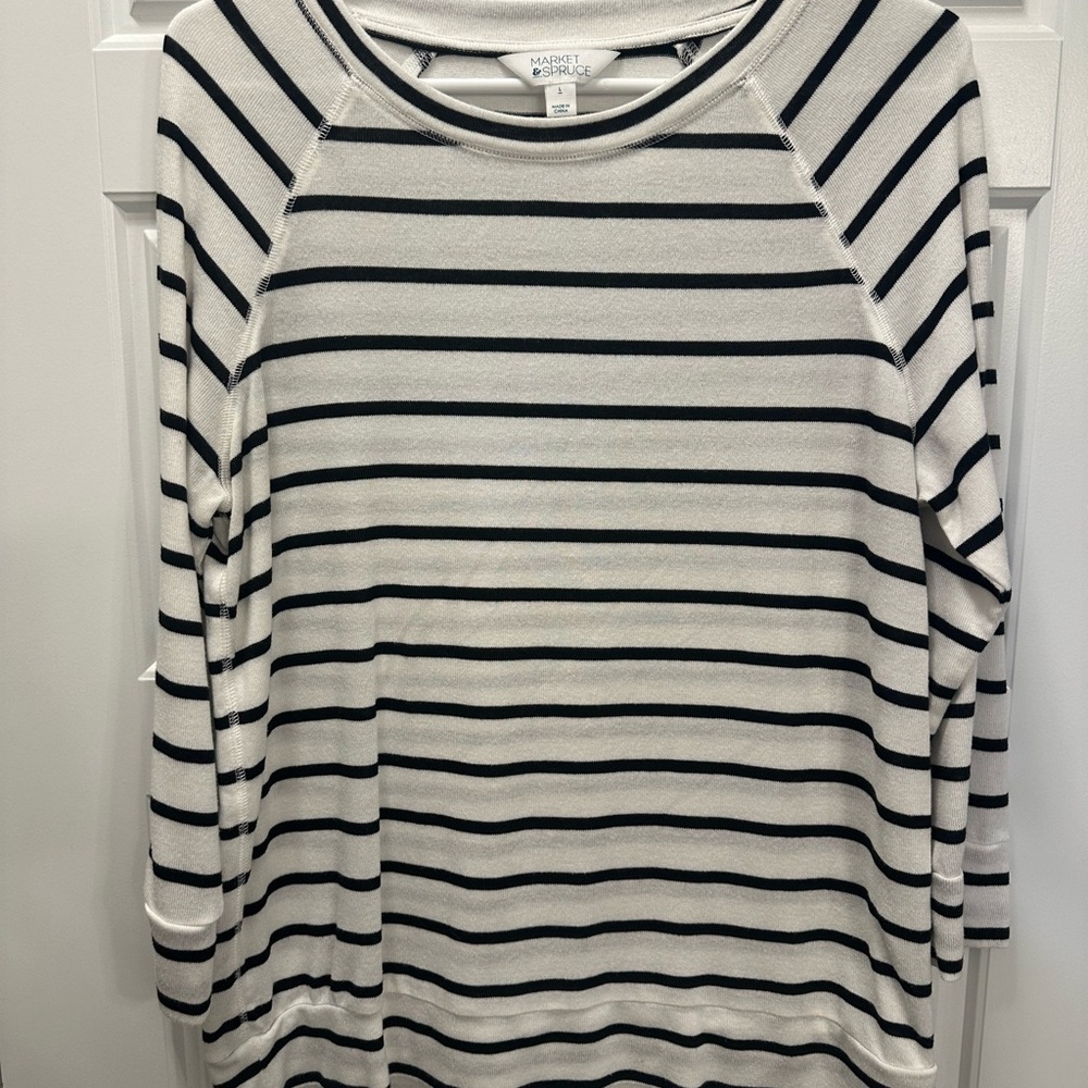 Market & Spruce Black and White Striped Top
